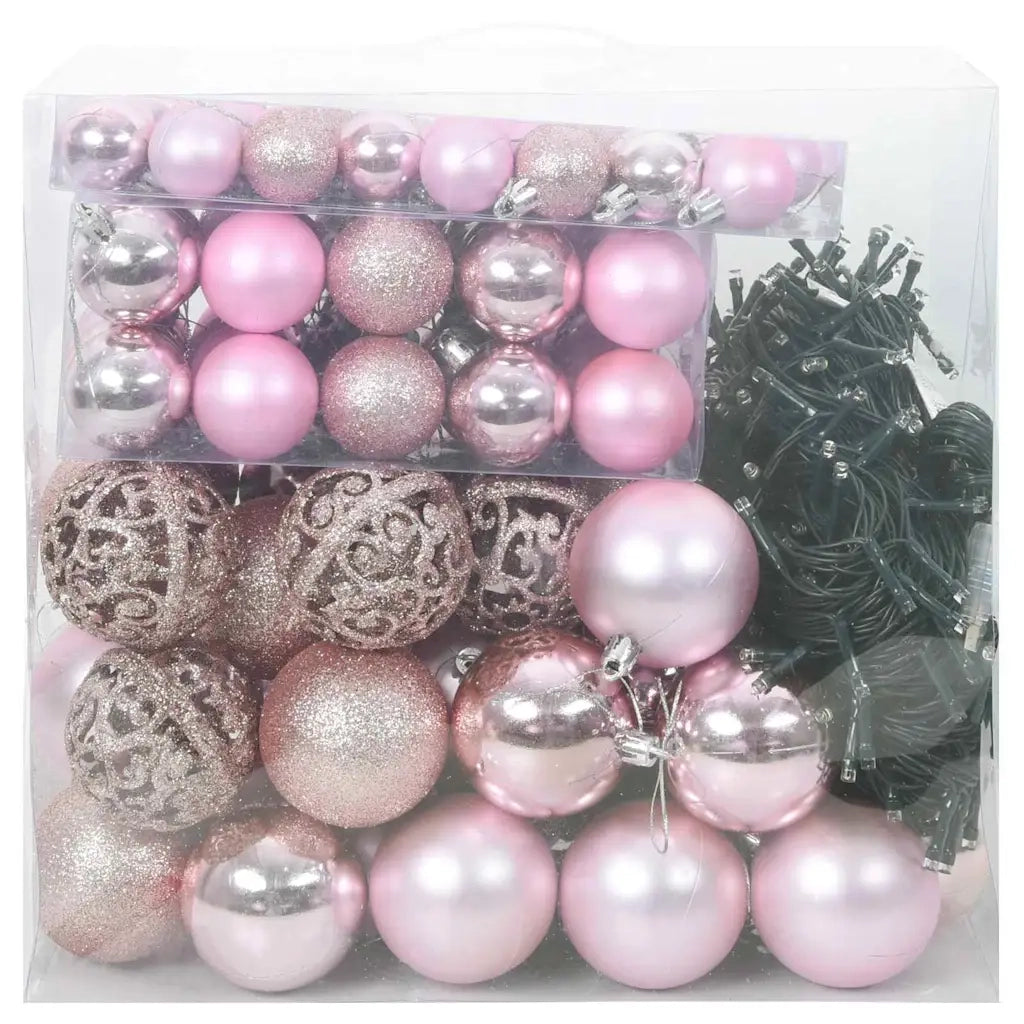 Set di Palle di Natale con 300 LED 120 pz-Decorazioni natalizie Rosa Plastica