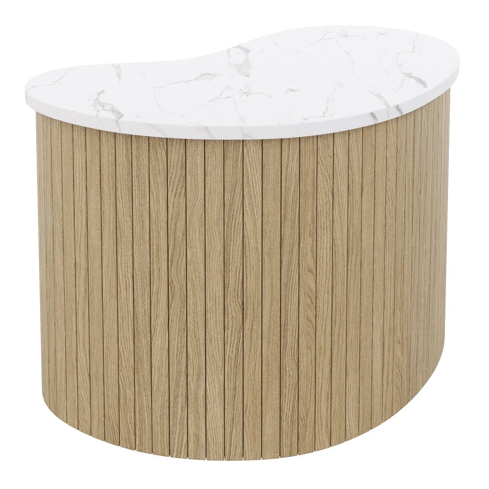 Tavolino da Caff¨¨ Stile Scandinavo ¨C MINIMAL ¨C Effetto Marmo e Legno, Soggiorno Moderno