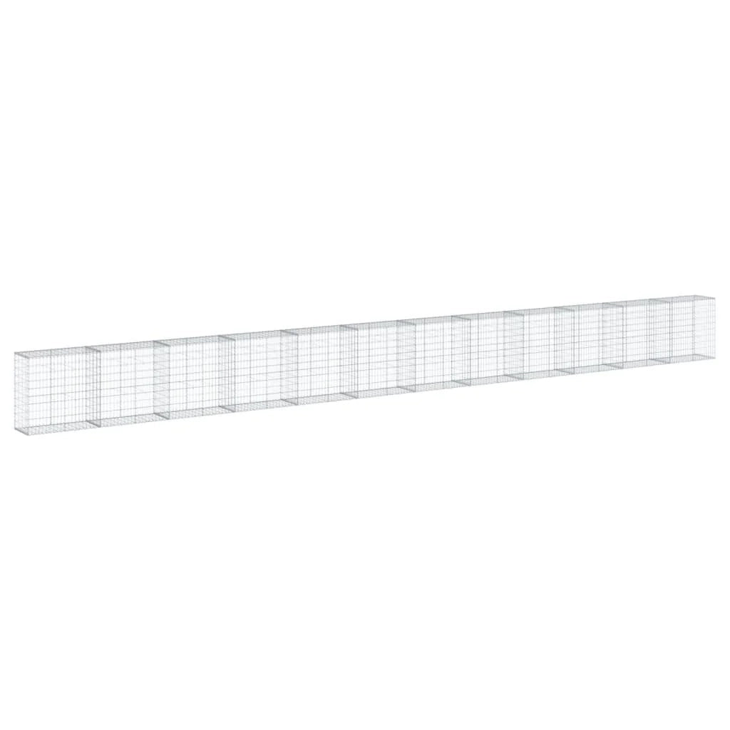 Gabbione recinto a gabbia muro di contenimento con coperchio 1200 x 50 x 100 cm ferro zincato argento 02_0040134