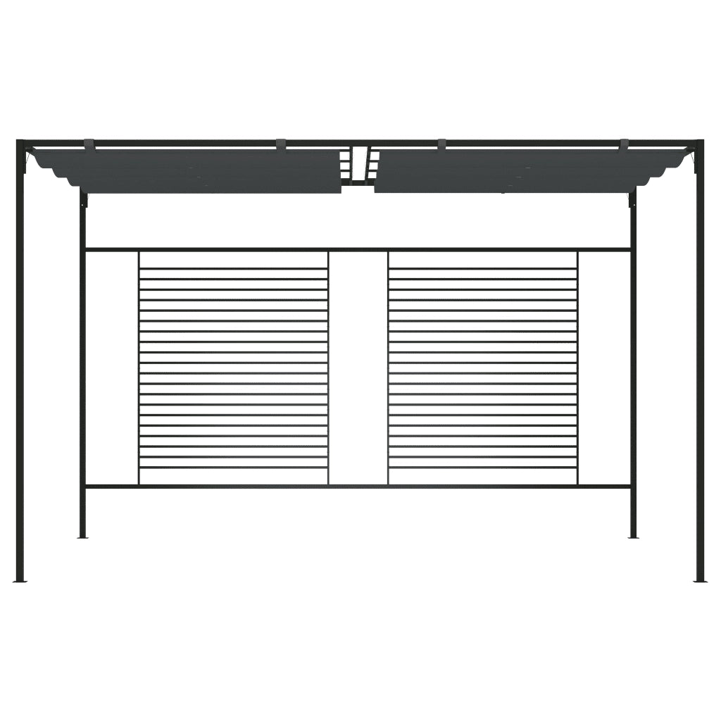 Gazebo | Pergolato con Tetto Retrattile 4x3x2,3 m Antracite 180 g/m2