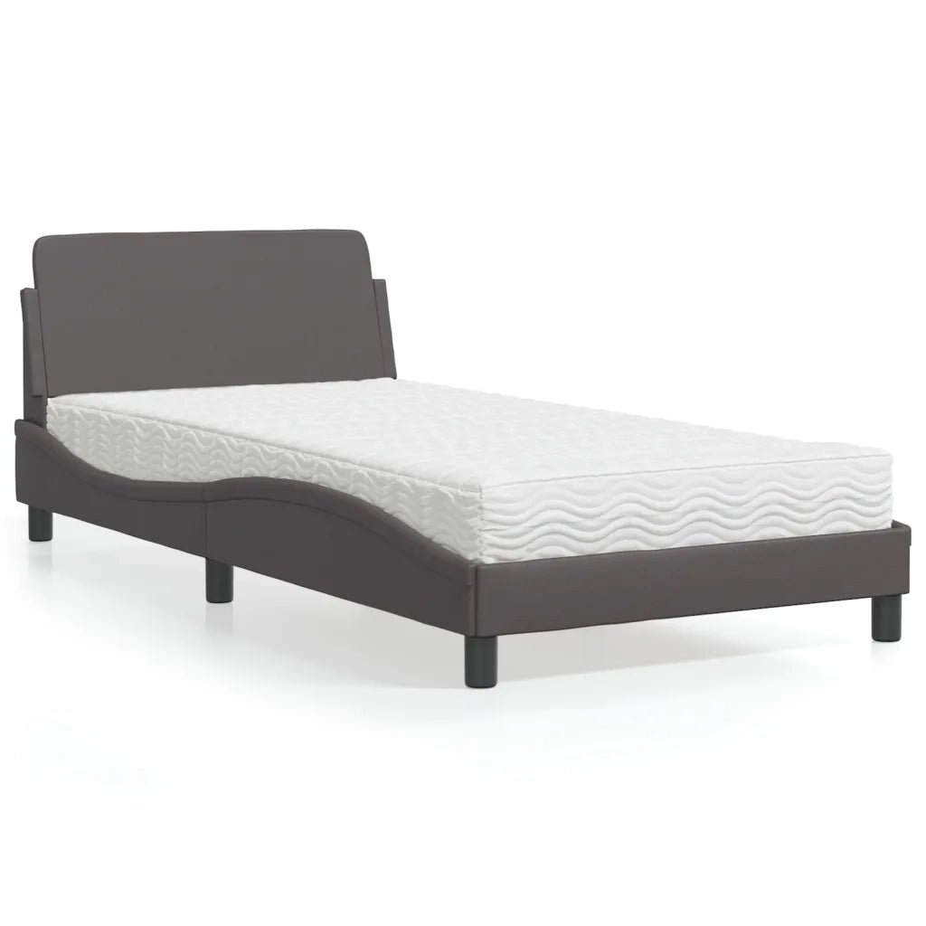Letto con Materasso Dover Grigio 100x200 cm in Similpelle