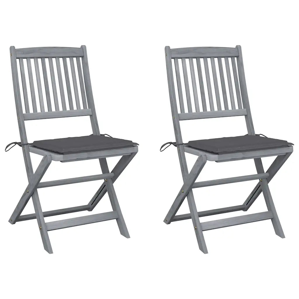 Sedie da Giardino Pieghevoli 2pz con Cuscini in Massello Acacia cod mxl 6334