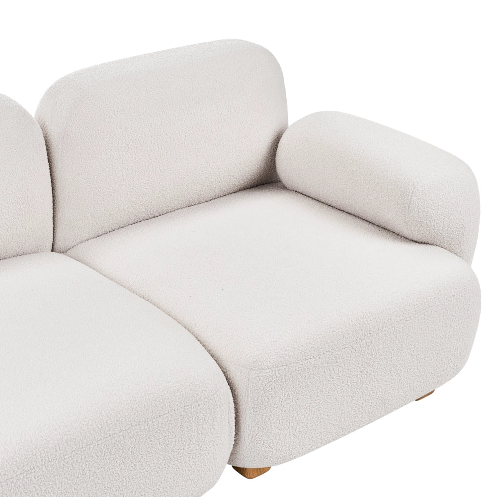 Divano componibile a 3 posti in tessuto due moduli angolari gambe in legno bianco sporco stile moderno