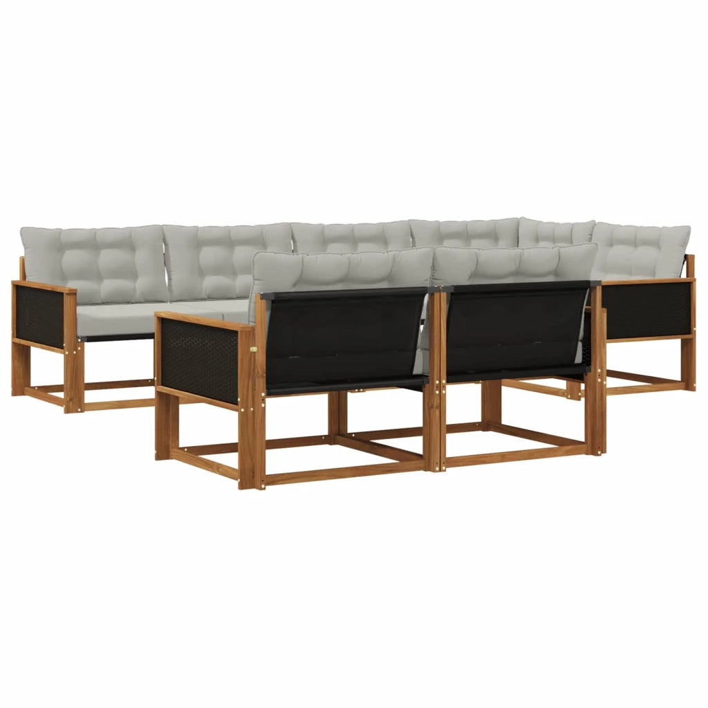 Set di divani da esterno 7 pz Naturale e Grigio Chiaro 3381479