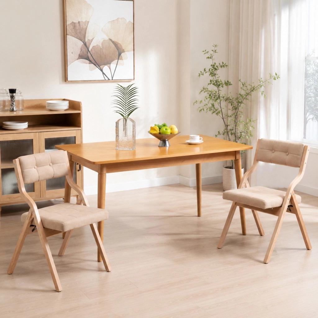 SEDIA Pieghevole imbottita in legno cachi Set da 2 pezzi