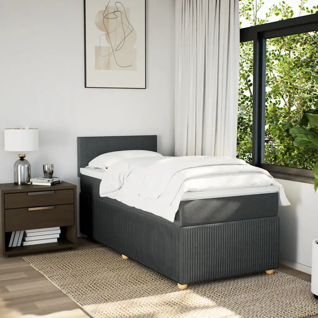 Giroletto a Molle con Materasso Grigio Scuro 100x200 cm Tessuto
