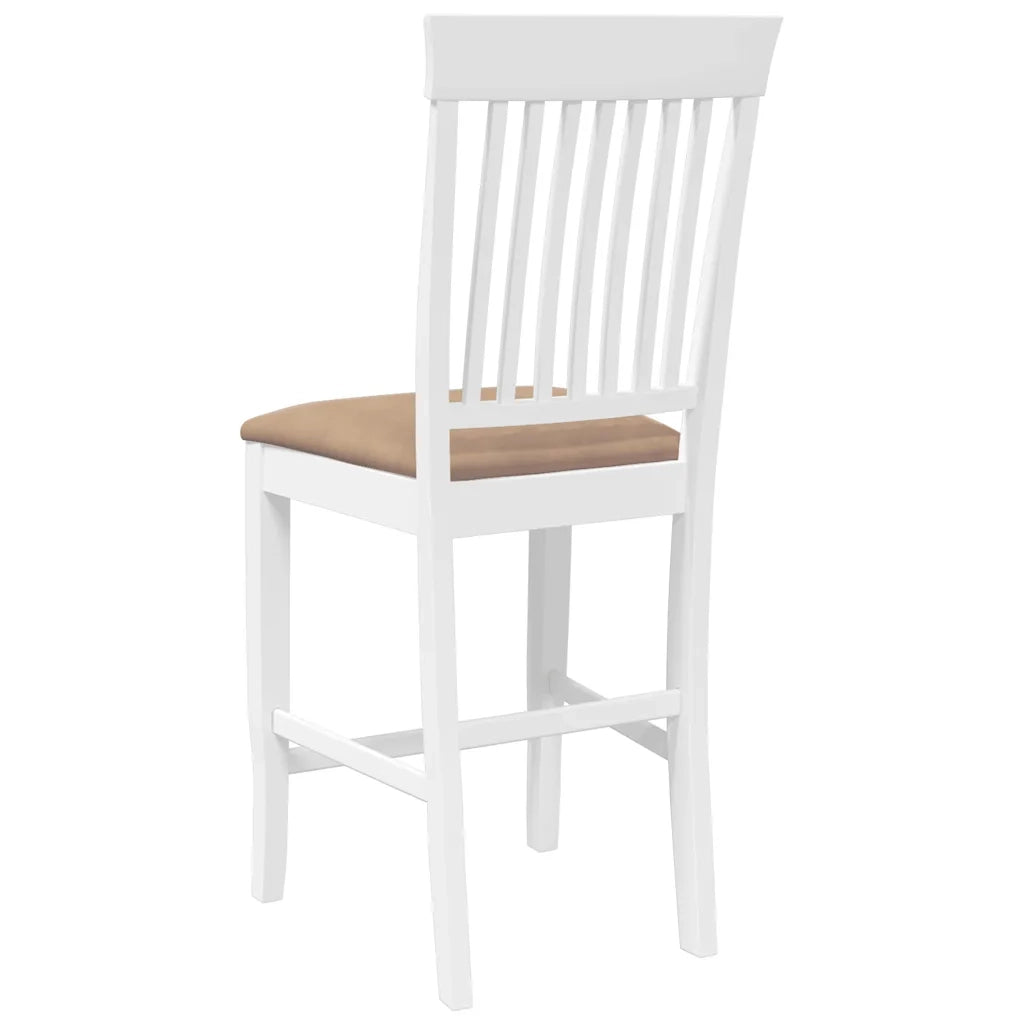 vidaXL Sgabelli da Bar con Cuscini 2 pz Bianco Legno Massello di Hevea