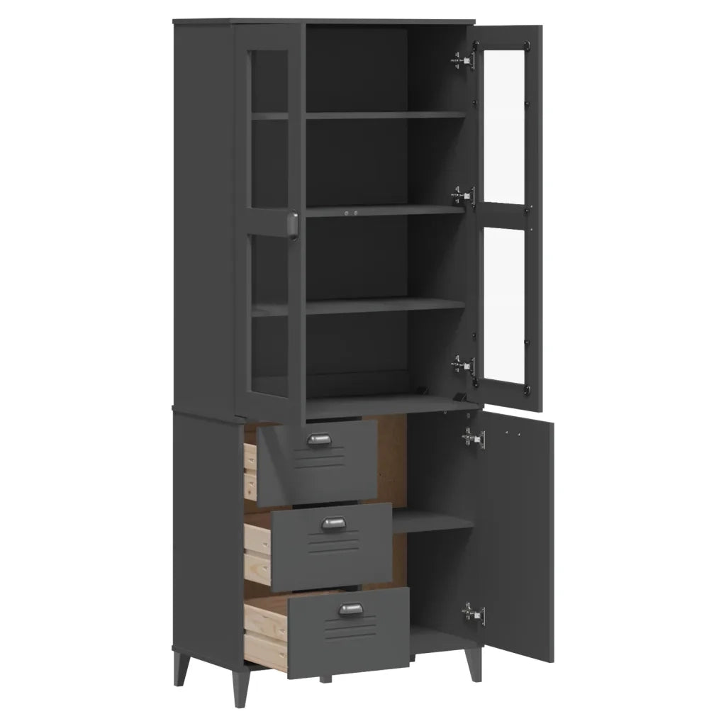 Credenza VIKEN Grigio Antracite 80x40x190cm Legno Massello Pino 3207146