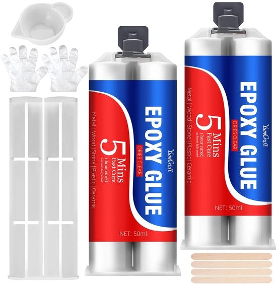 Lijm Epoxy 2K - Rapido indurimento - Estremamente forte - Improntato - Resistente al calore - 100 ml - Due componenti