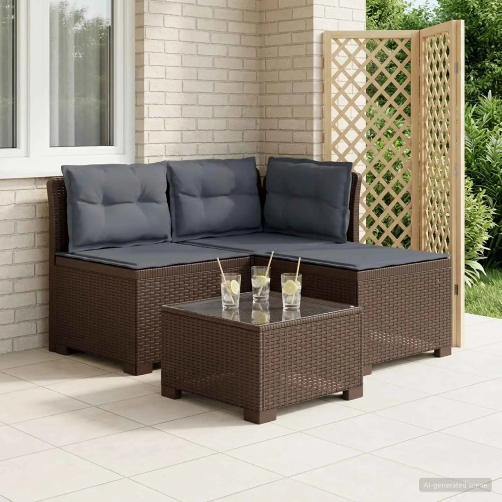 Divano da giardino 3 posti con cuscini in look rattan PP 8011911