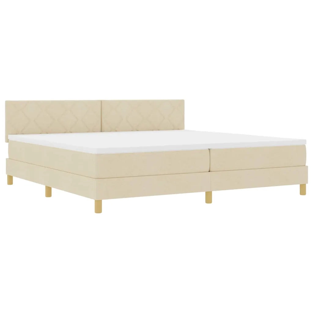 Letto a Sorgente LED con materasso Crema 200 x 200 cm Tessuto