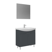 Set mobile lavabo con specchio (2 pezzi) "Purus 80" - 80 x 50 x 83 cm - Antracite opaco