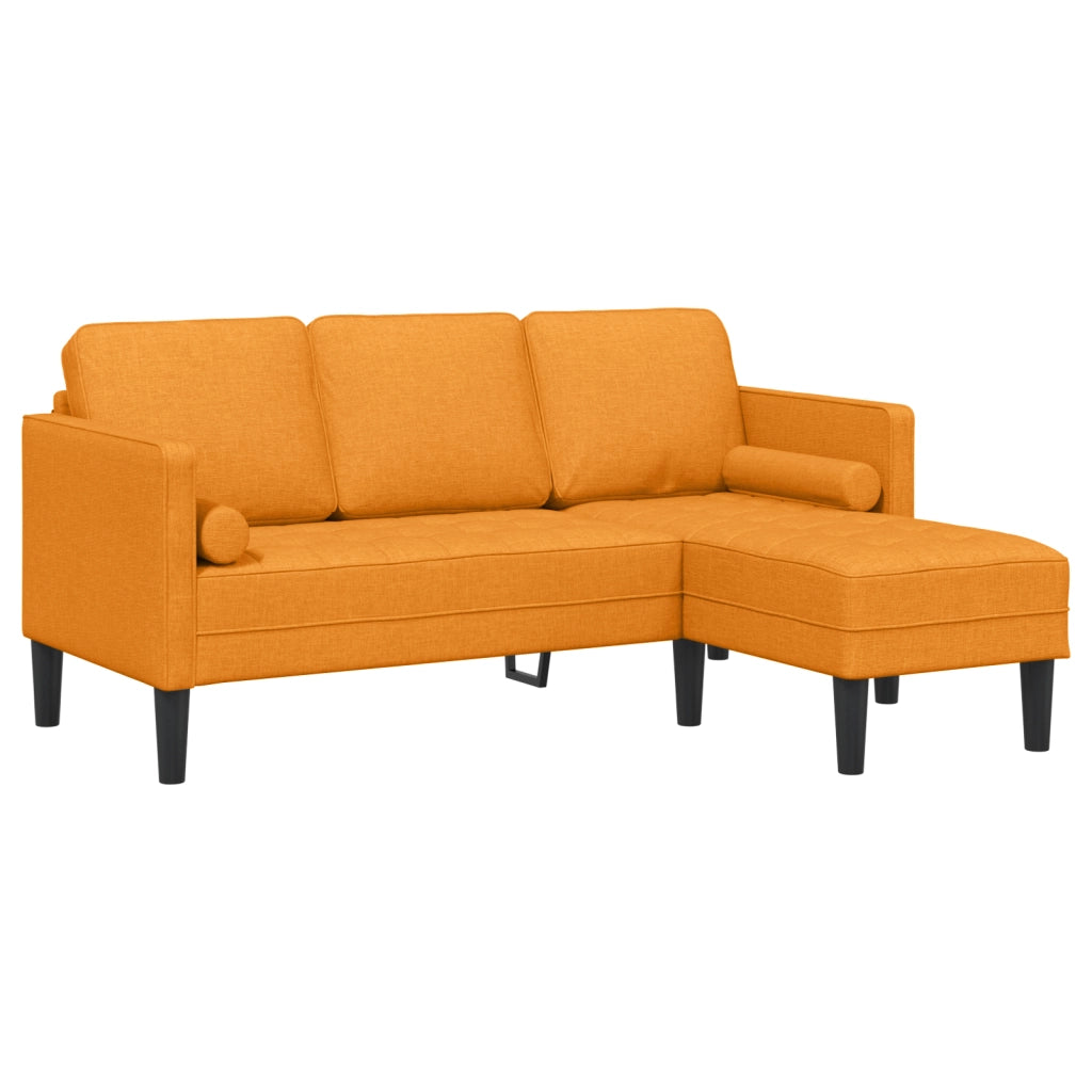 Sofa L-Shaped a 3 posti Giallo Scuro 160 cm in Tessuto