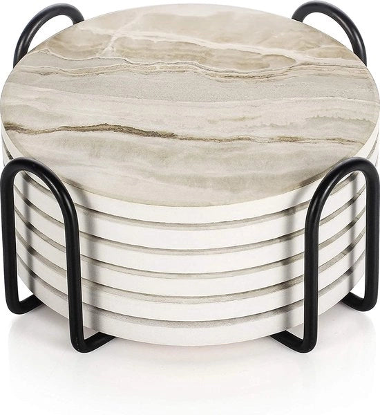 Sistema di supporto in metallo - funzionale e stile - 6 pezzi - finitura marmo - ceramico