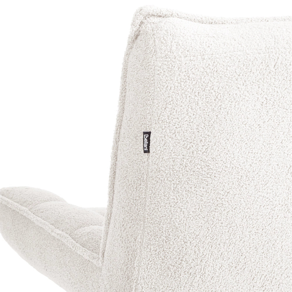 Poltrona bianca in bouclé senza braccioli, sedia accentuante da relax, senza braccioli, gambe in ferro nero, per soggiorno o camera da letto, moderna.