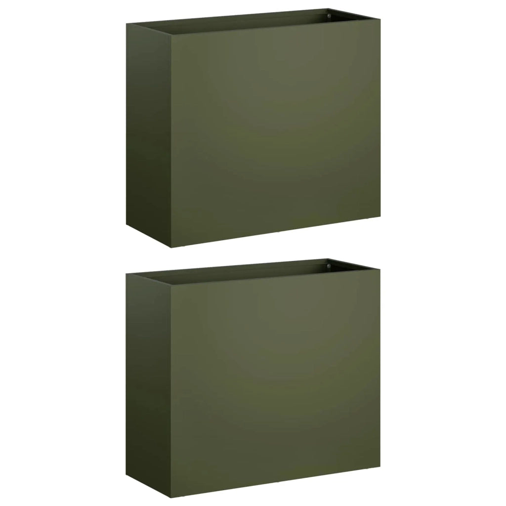 Vaso da giardino 2 pz Verde Oliva 50 x 20 x 40 cm 8005449