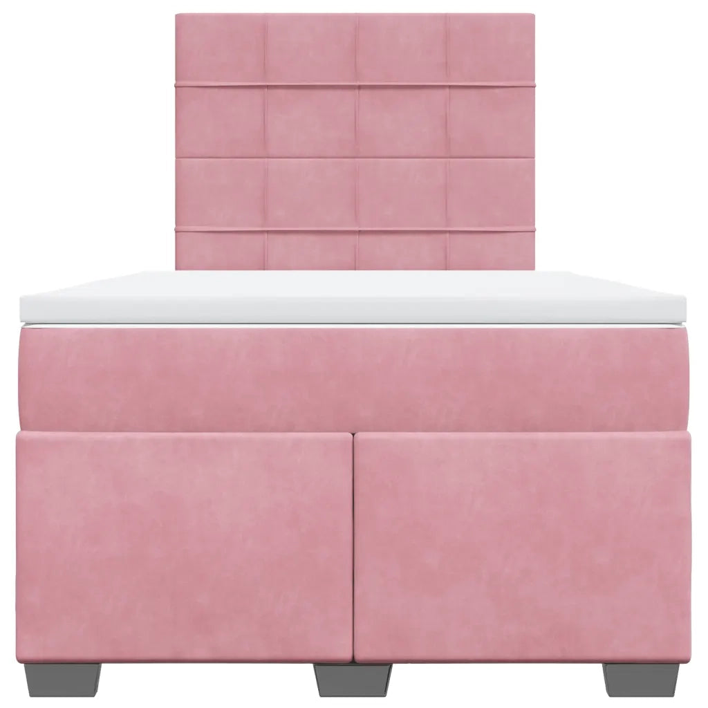 Giroletto a Molle con Materasso Rosa 120x200 cm in Velluto