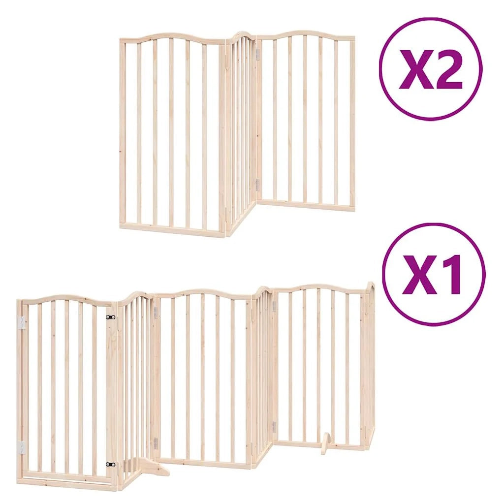 Cancelletto di sicurezza per animali domestici porta pieghevole 12 pannelli legno di pioppo marrone 02_0023159