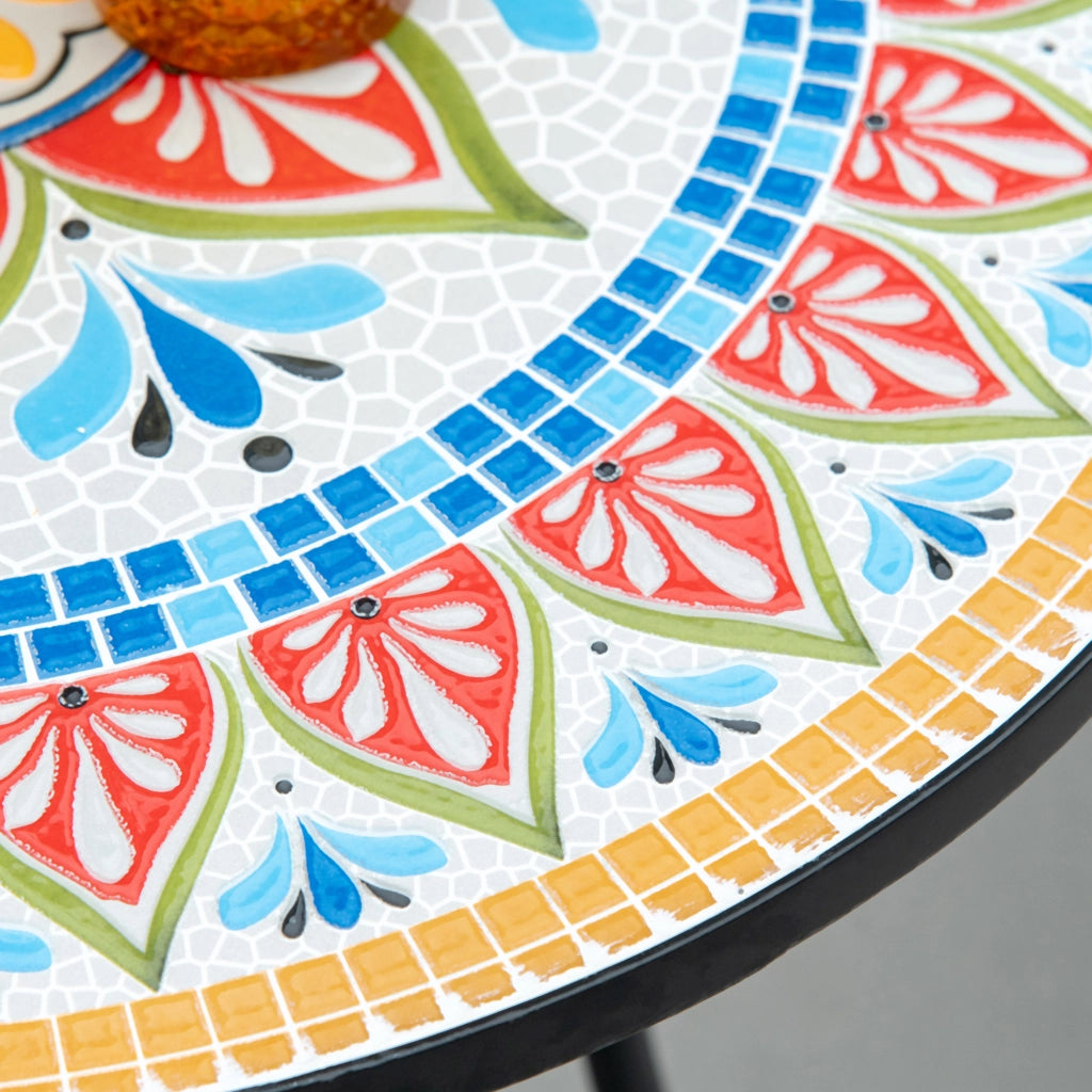 Tavolo da pranzo rotondo per esterno in metallo ¨C zephmum ¨C 60 cm, bianco, grigio, nero