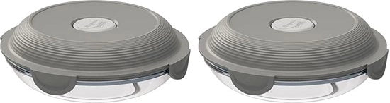 Piatti da picnic in vetro, set da 2, 700 ml, resistente al magnetron, colore grigio.