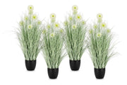 Set 4 Piante Artificiali con Vaso Ø 75x105 cm Cebolla in Plastica Bianco