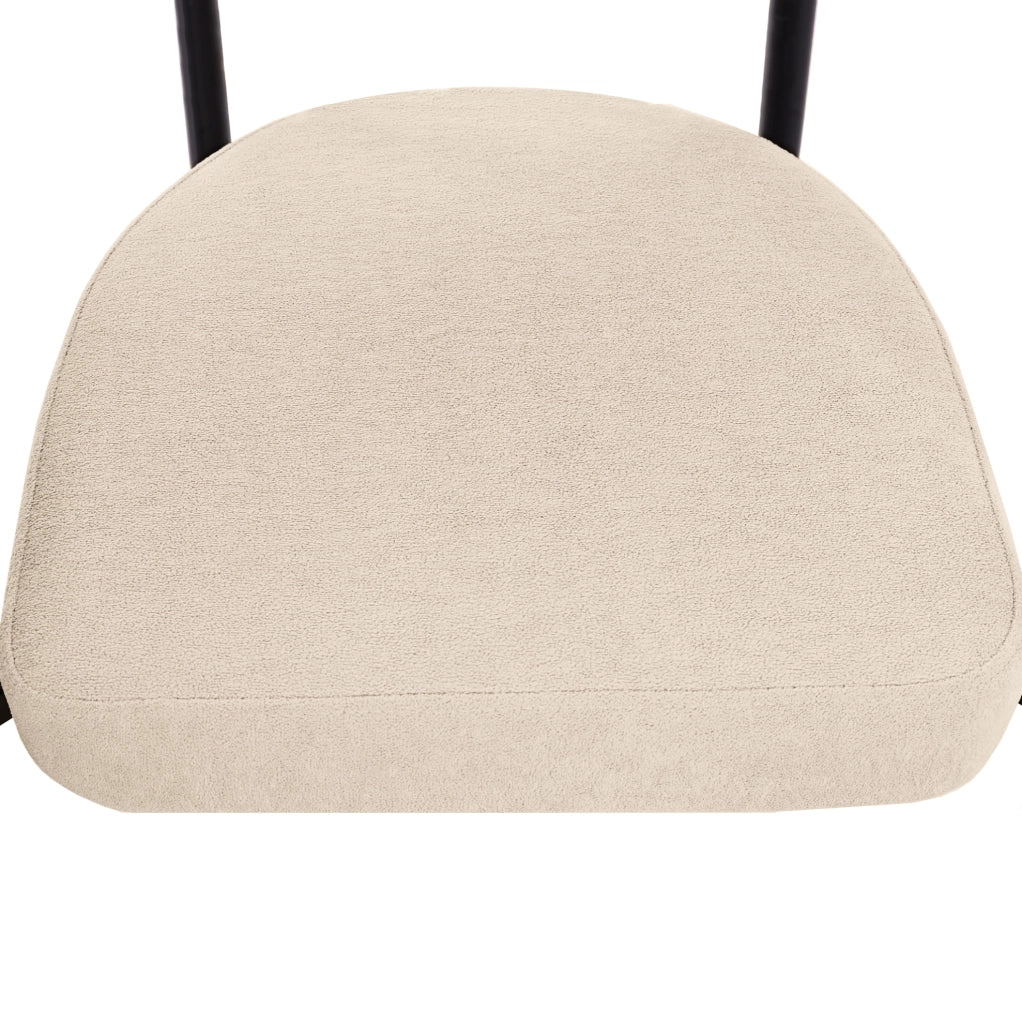 Poltrona da pranzo beige ergonomica in tessuto effetto suede