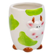 Portapenne mucca in ceramica verde d7,5x10h