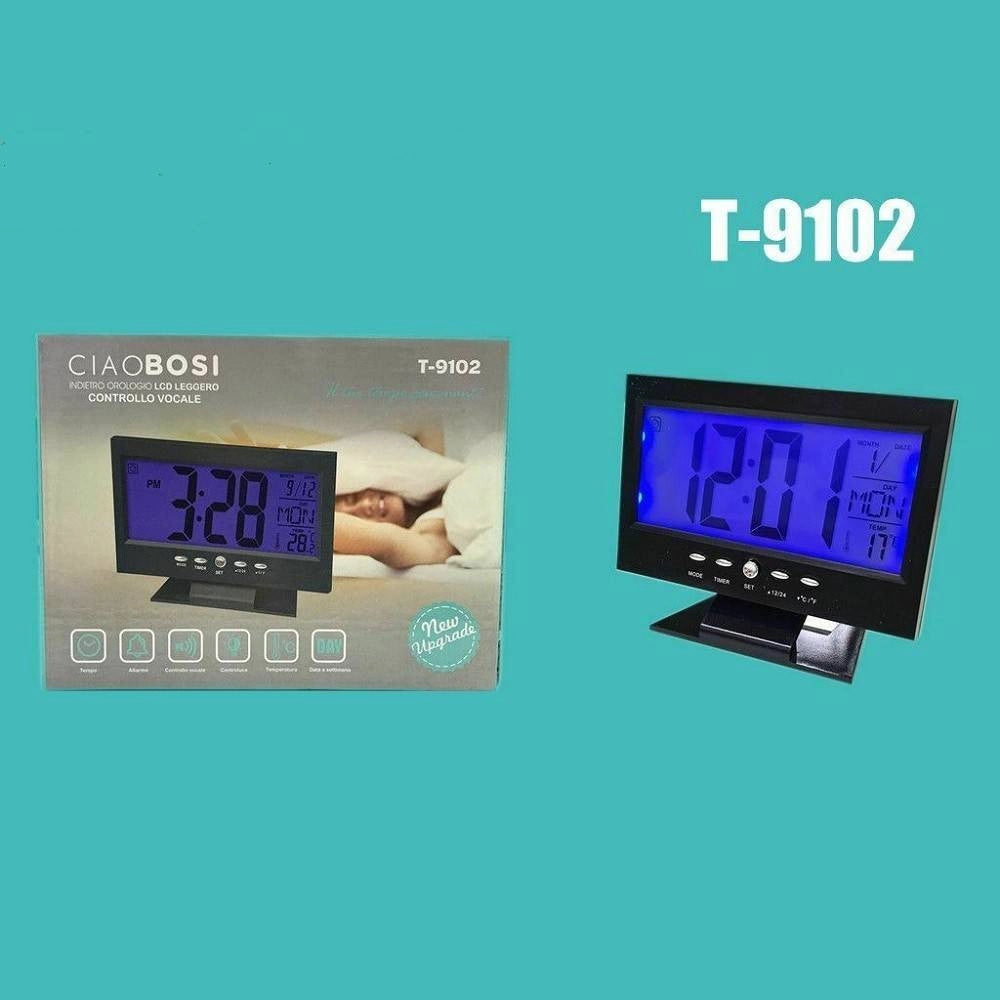 Trade Shop - Sveglia Orologio Led Multifunzione Temperatura Illuminazione Display T-9102 -