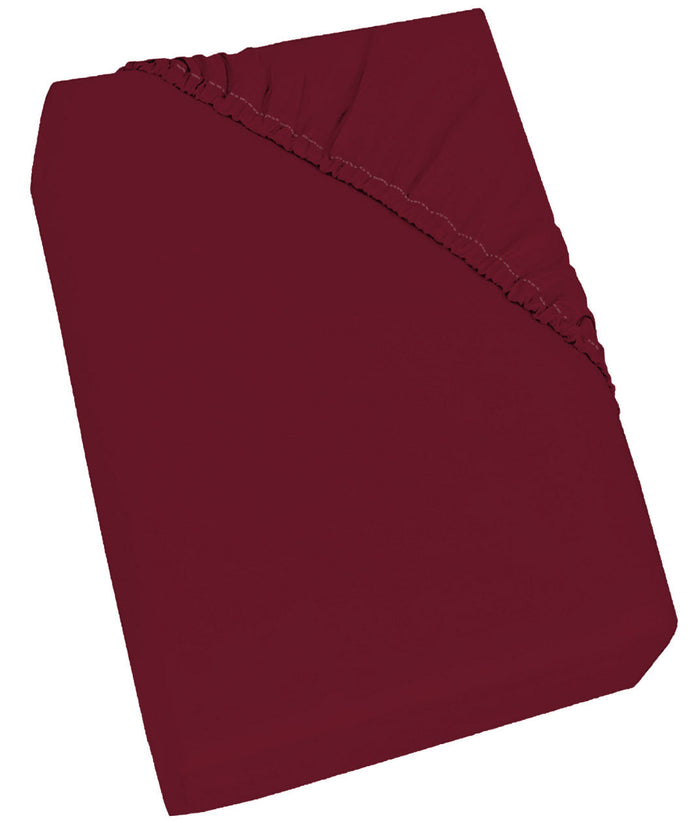 Lenzuolo Sotto con Angoli ed Elastico Tinta Unita Bordeaux 1 Piazza e Mezzo