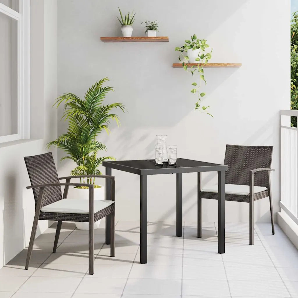 Set da Pranzo per Giardino 3 pcs Marrone e Nero Rattan in PE 3379058