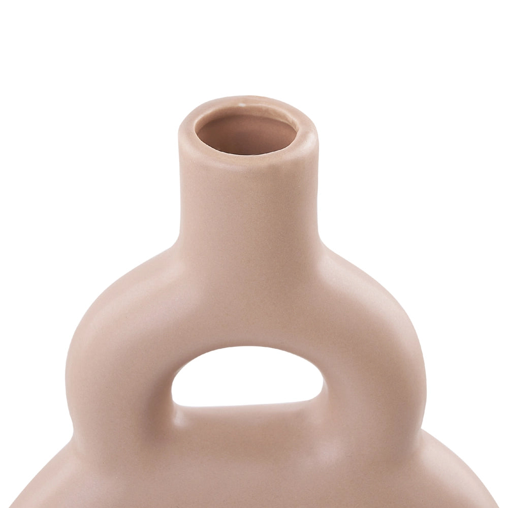 Vaso per fiori da tavolo in porcellana decorativa moderna forma astratta beige