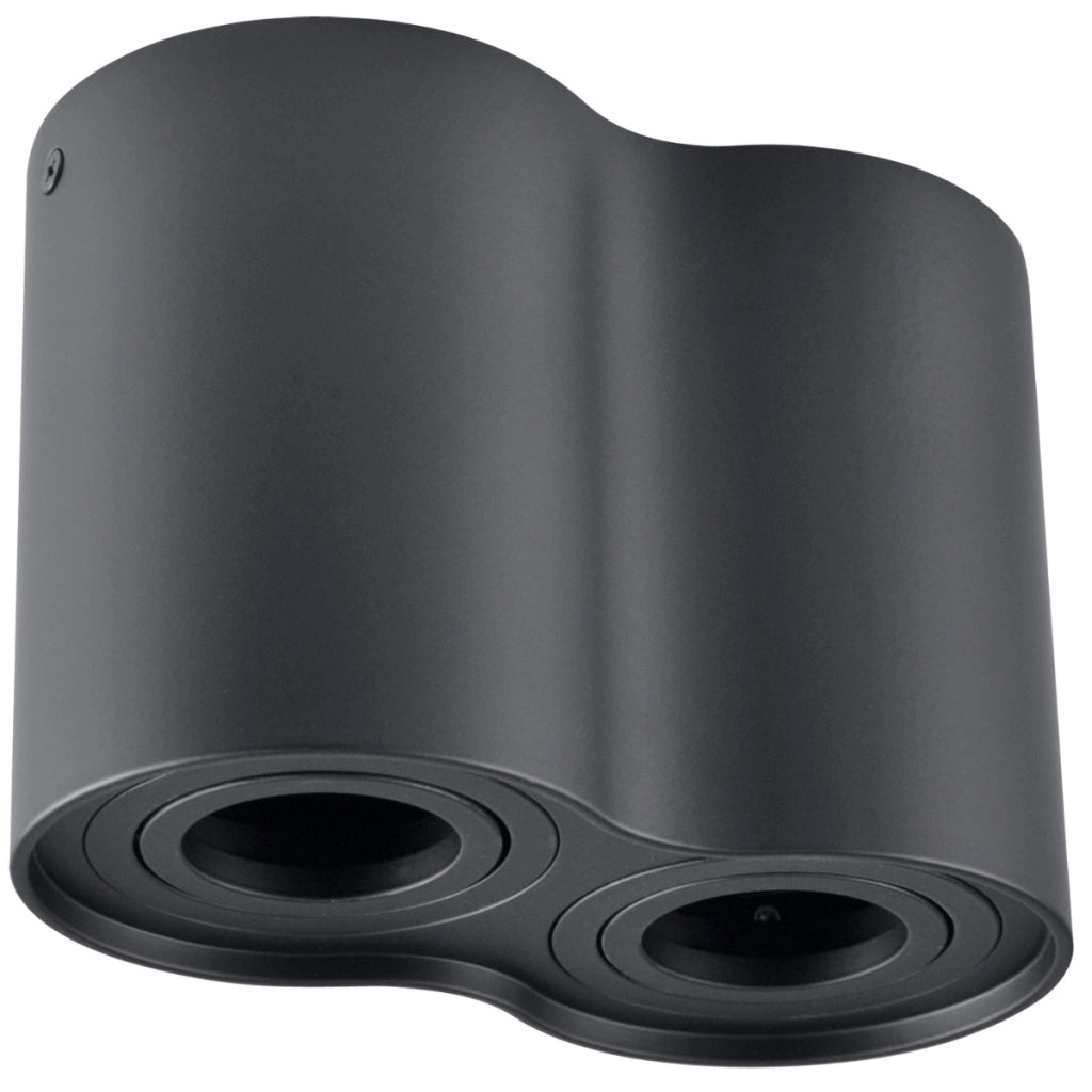 Plafoniera spot tonda nera 2xGU10 Polux Hadar R2 IP20
