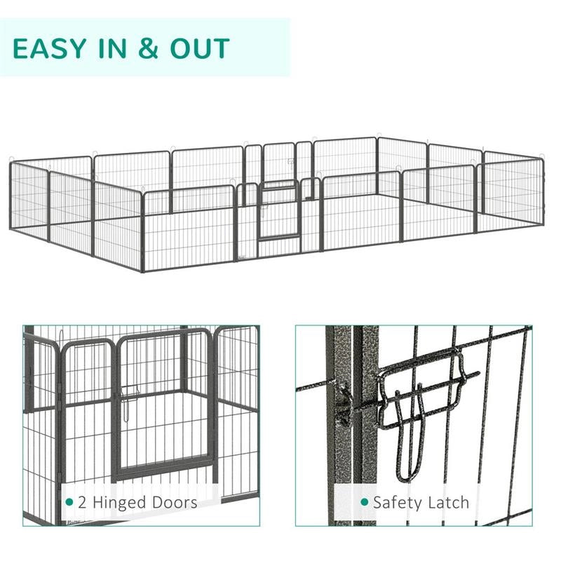 RECINTO PER CANI E CUCCIOLI CON 16 PANNELLI MODULABILI E 2 INGRESSI 80X1.5X60CM