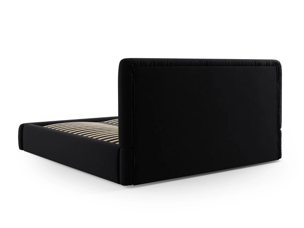 Cosmopolitan Design - Letto a cassettone con testiera "Colonel" 180x200cm in velluto nero 
