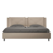 BS COM Letto matrimoniale king size con rete imbottito 200x210 similpelle tortora