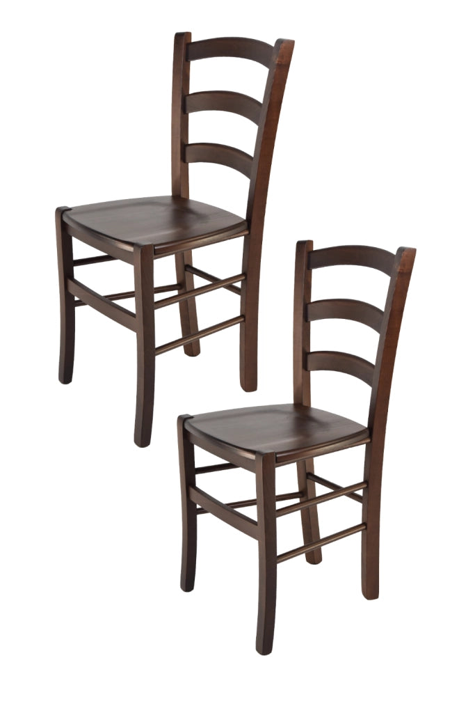 Set 2 Sedie Venice Tommychairs, robusta struttura in legno di faggio verniciata in noce e seduta in legno