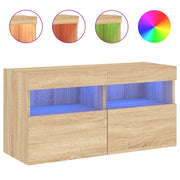 Mobile TV a Parete | Armadietto TV | Mobile Porta TV con Luci LED Rovere Sonoma 80x30x40 cm