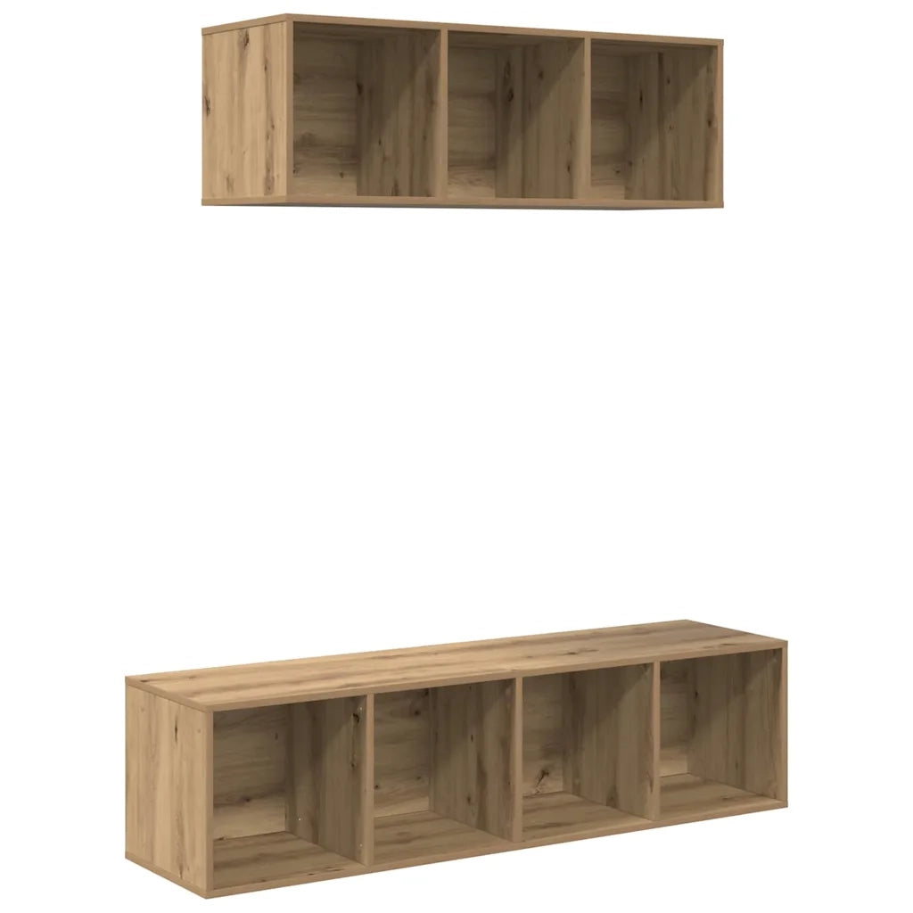 Set mobile TV 2 pz Rovere artigianale Legno ingegnerizzato 3393356