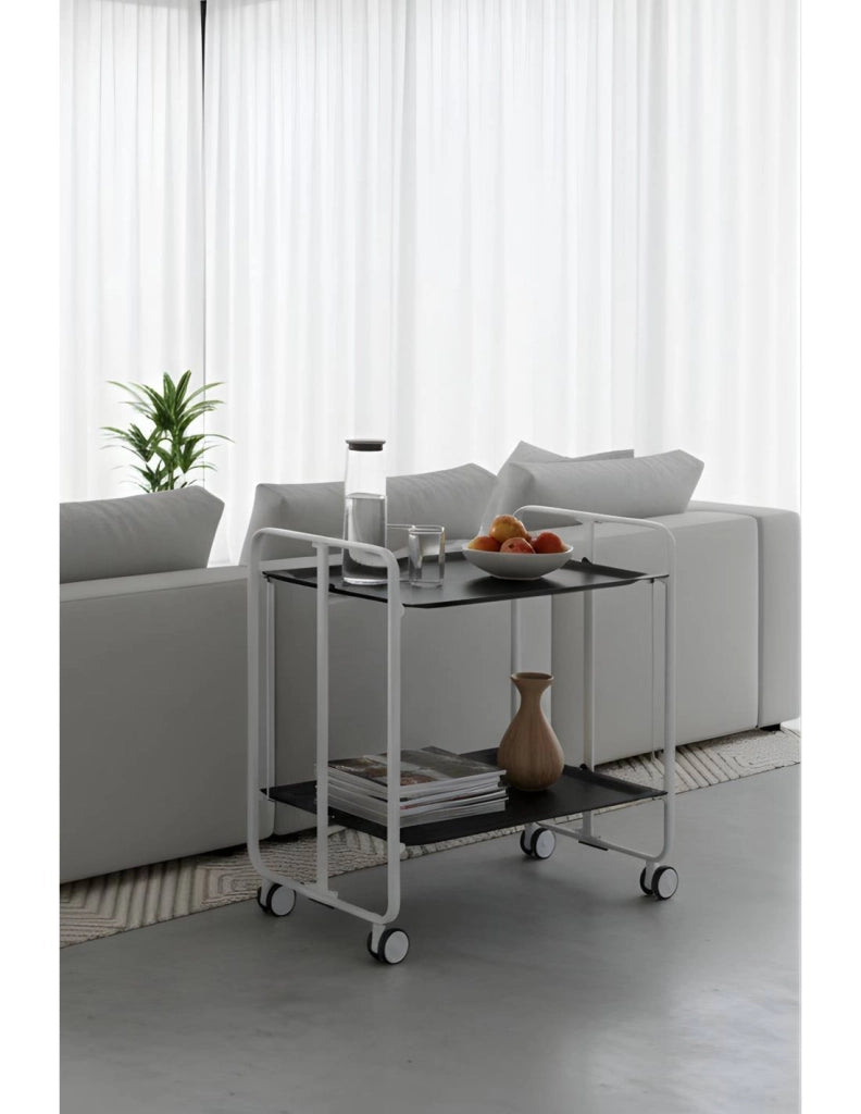 Carrello da cucina pieghevole bianco con ruote BAUHAUS 2 ripiani
