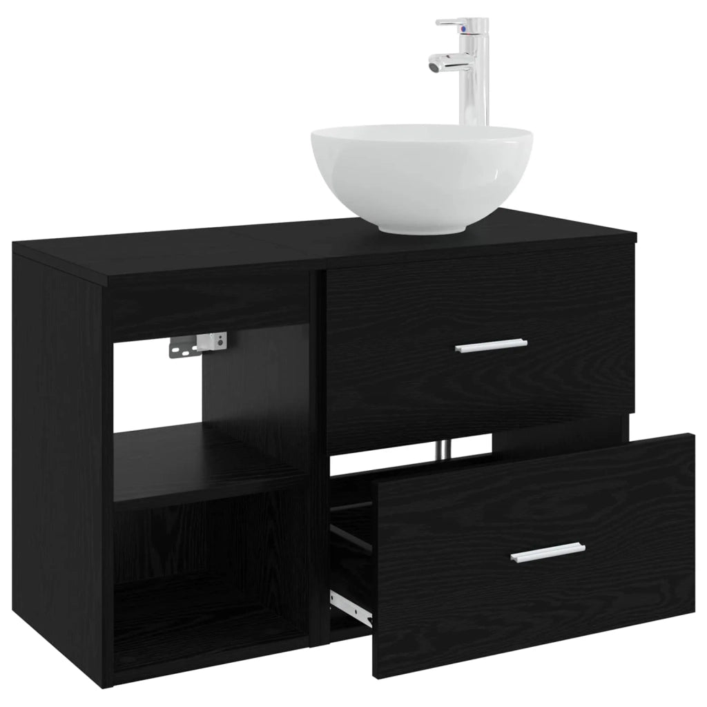 Set di mobili per il bagno 2 pcs Rovere Nero 3403865
