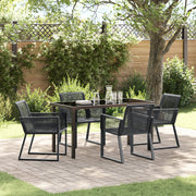 Set da Pranzo da Giardino da 5 Pezzi Nero Rattan Polietilene