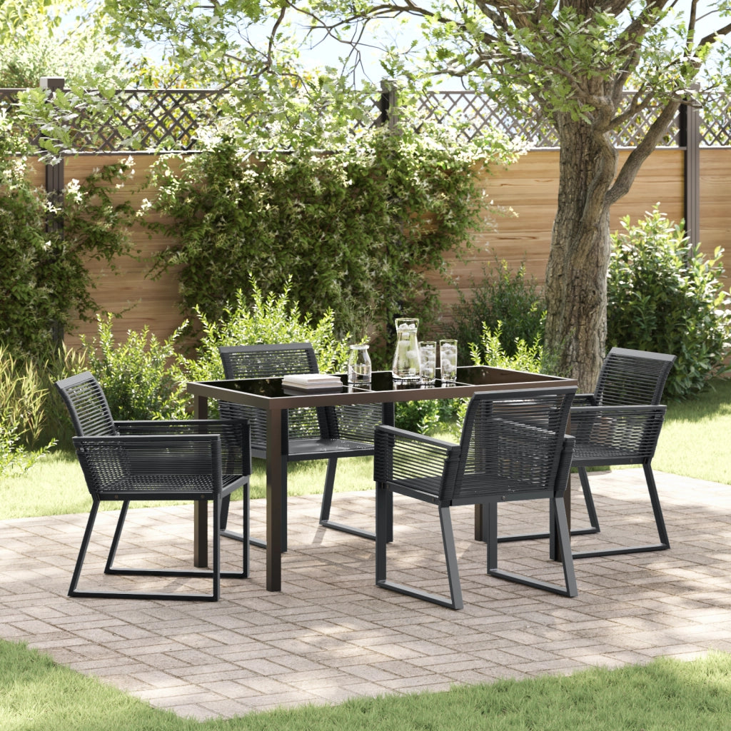 Set da Pranzo da Giardino da 5 Pezzi Nero Rattan Polietilene