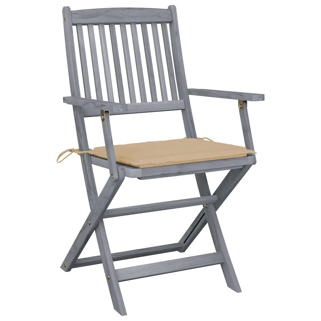 Sedie da Giardino Pieghevoli 4pz con Cuscini in Massello Acacia 3064512