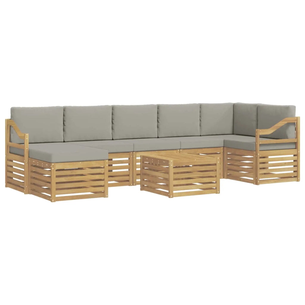 Set di divani da esterno 8 pcs Bianco e Grigio Chiaro