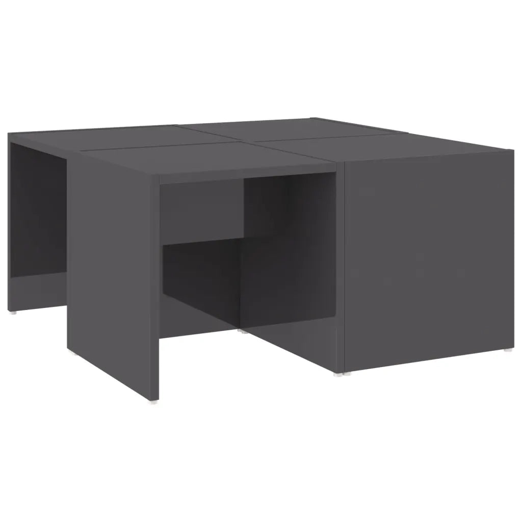 Tavolini Salotto 4pz Grigio Lucido 33x33x33cm Legno Multistrato 806821