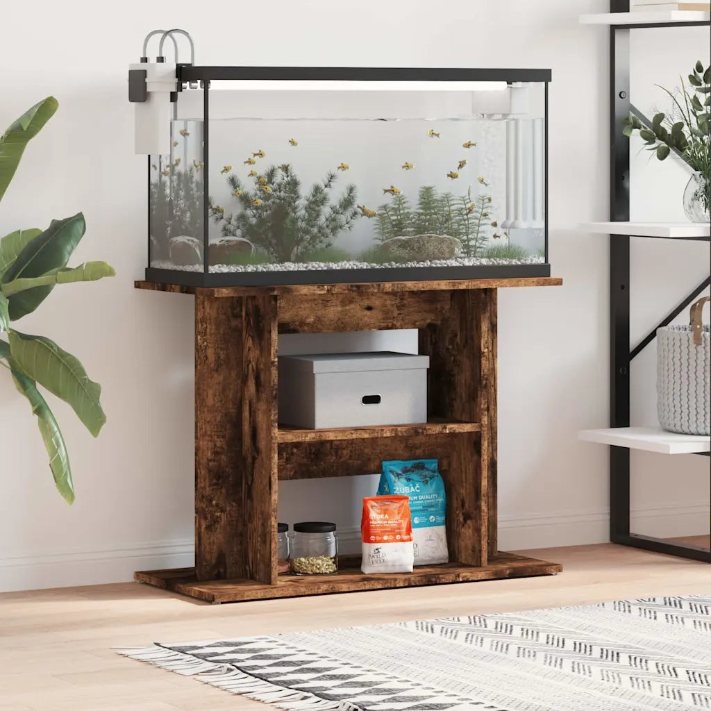 Supporto per acquario in rovere affumicato 80x35x60 cm in legno ingegnerizzato 833580