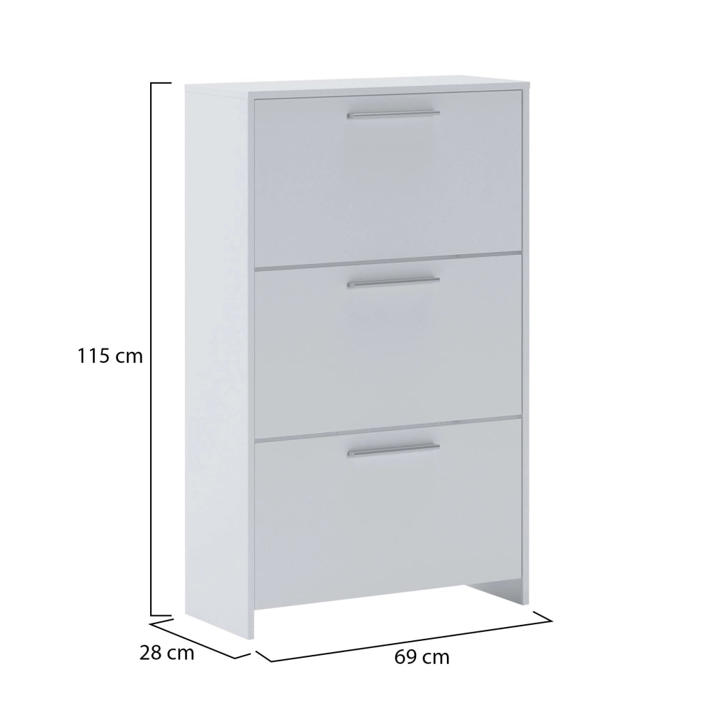Mobile Portascarpe Seggiano, Scarpiera 3 Ripiani, 69x28x115h cm Bianco