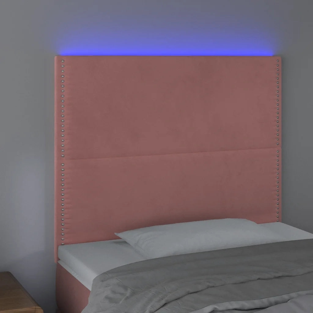 Testiera | Testata a LED Rosa 100x5x118/128 cm in Velluto