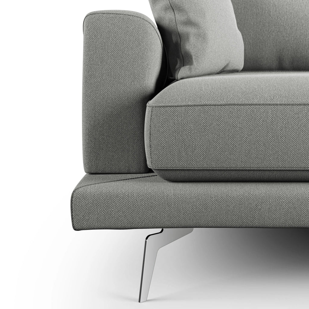 Dorian Divano moderno in tessuto morbido antimacchia T05 218 cm grigio