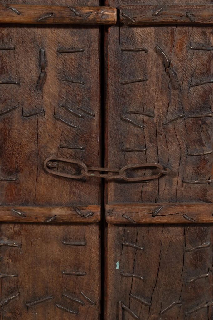 Biscottini Porta portone in legno massello e ferro da interno o da esterno vecchia e antica medievale scorrevole